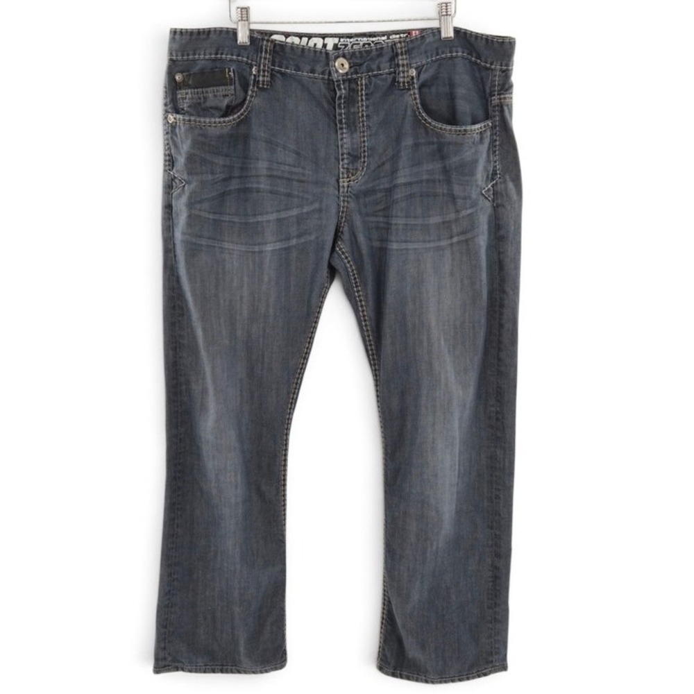 Point Zero Mens 38x27 Jeans Grey-Blue Straight Leg Denim Faded Streetwear Y2k